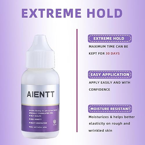 Miniatura 3 de Pegamento adhesivo para peluca pegamento invisible e impermeable para pelucas de encaje frontal, tupés y sistemas capilares  1.4 onzas líquidas de