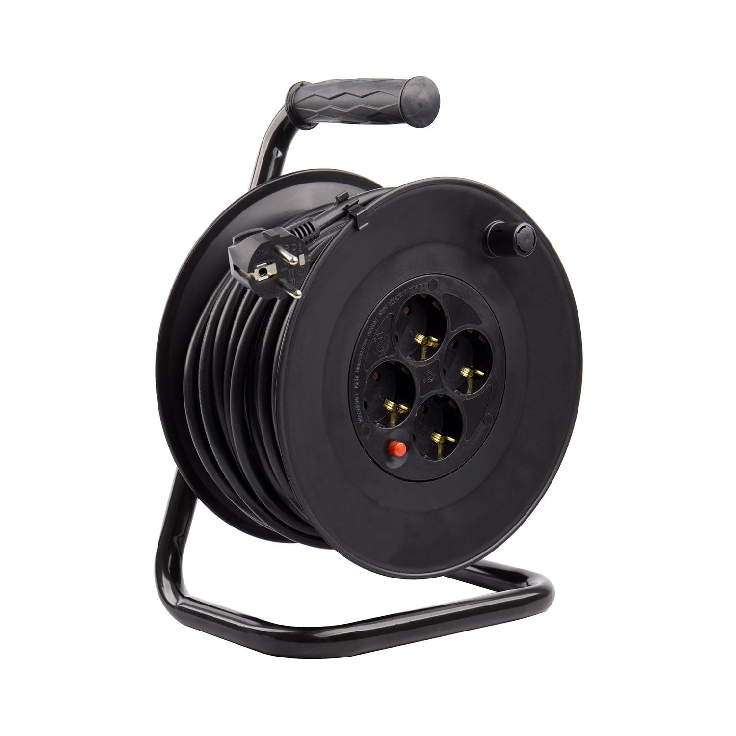 LEDKIA Carrete Alargador de Cable 25m 3x15mm con sistema Anti-Twist Negro