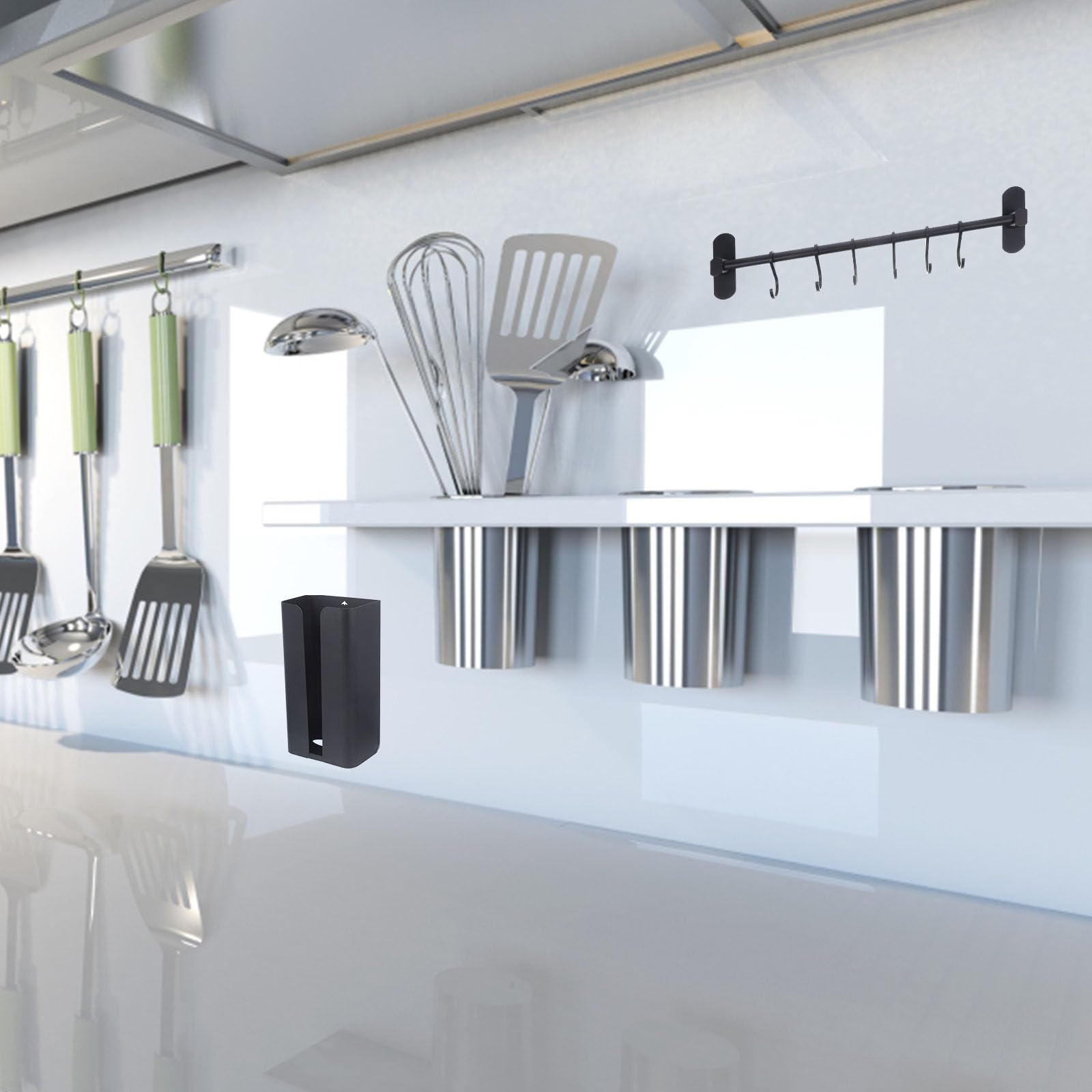 DOITOOL Dispensador Diseño Sencillo y Resistente Negro de Servilletas de Cocina Magnético de Acero al Carbono para Uso en Restaurantes y Hogar