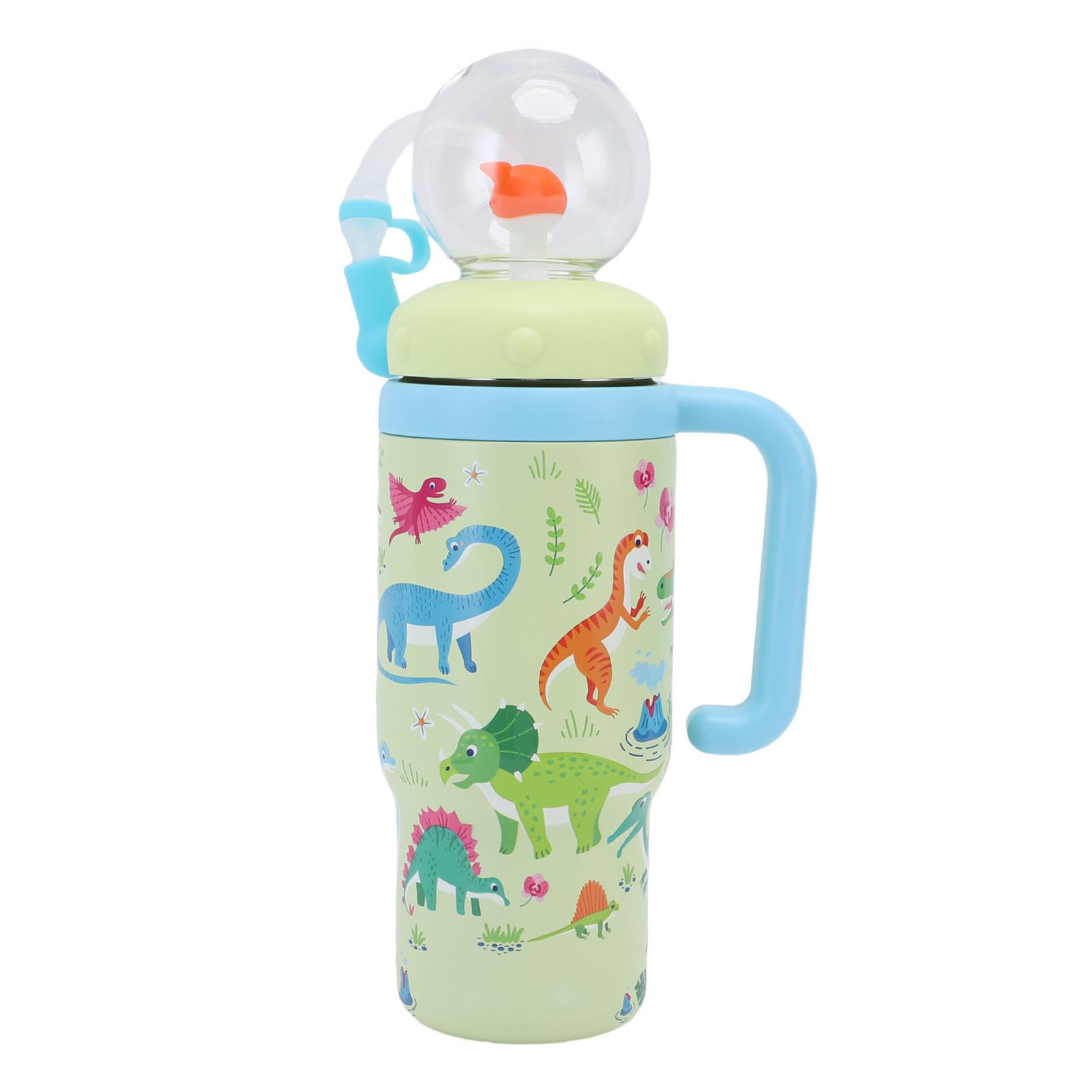 Cryfokt Wal-Brunnenbecher aus Edelstahl für, 710 Ml, Schnabeltasse mit Spritzwassergeschützter, Breiter Öffnung und Ergonomischem Griff für Kleinkinder (GREEN)