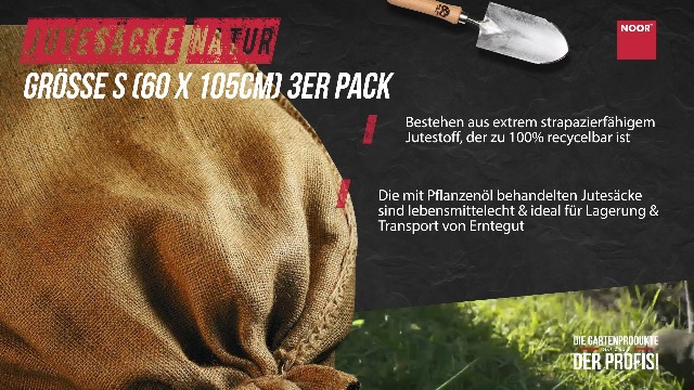 NOOR Jutesäcke Natur I SB-Pack GröÃe S (60 x 105cm) I 3 Gartensäcke zur Lagerung von Gartenabfällen I Lebensmittelsichere Jutetasche mit gesäumter Ãffnung I Wiederverwendbar und recycelbar – Bild 5