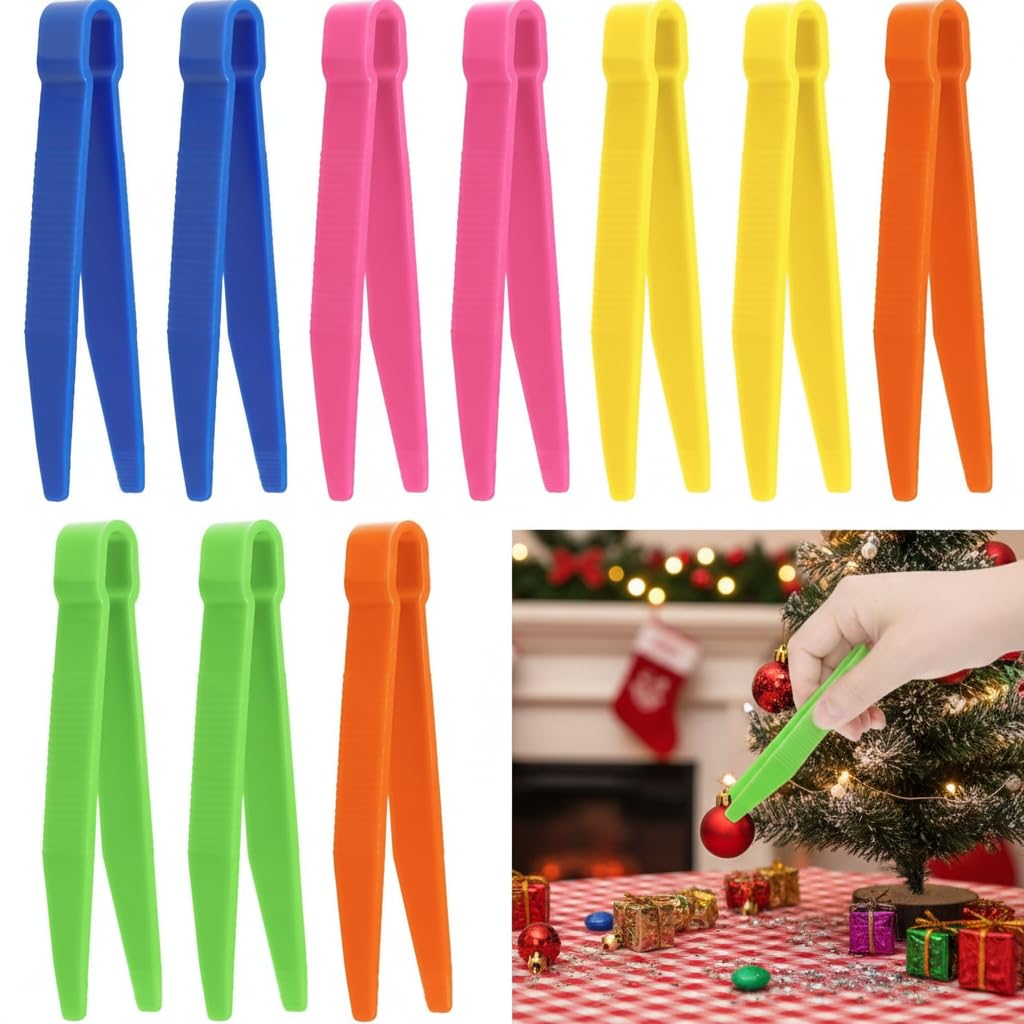 Set di 10 Pinzette Montessori - Plastica Leggera, Colorate, per capacità Motorie e Sensoriali