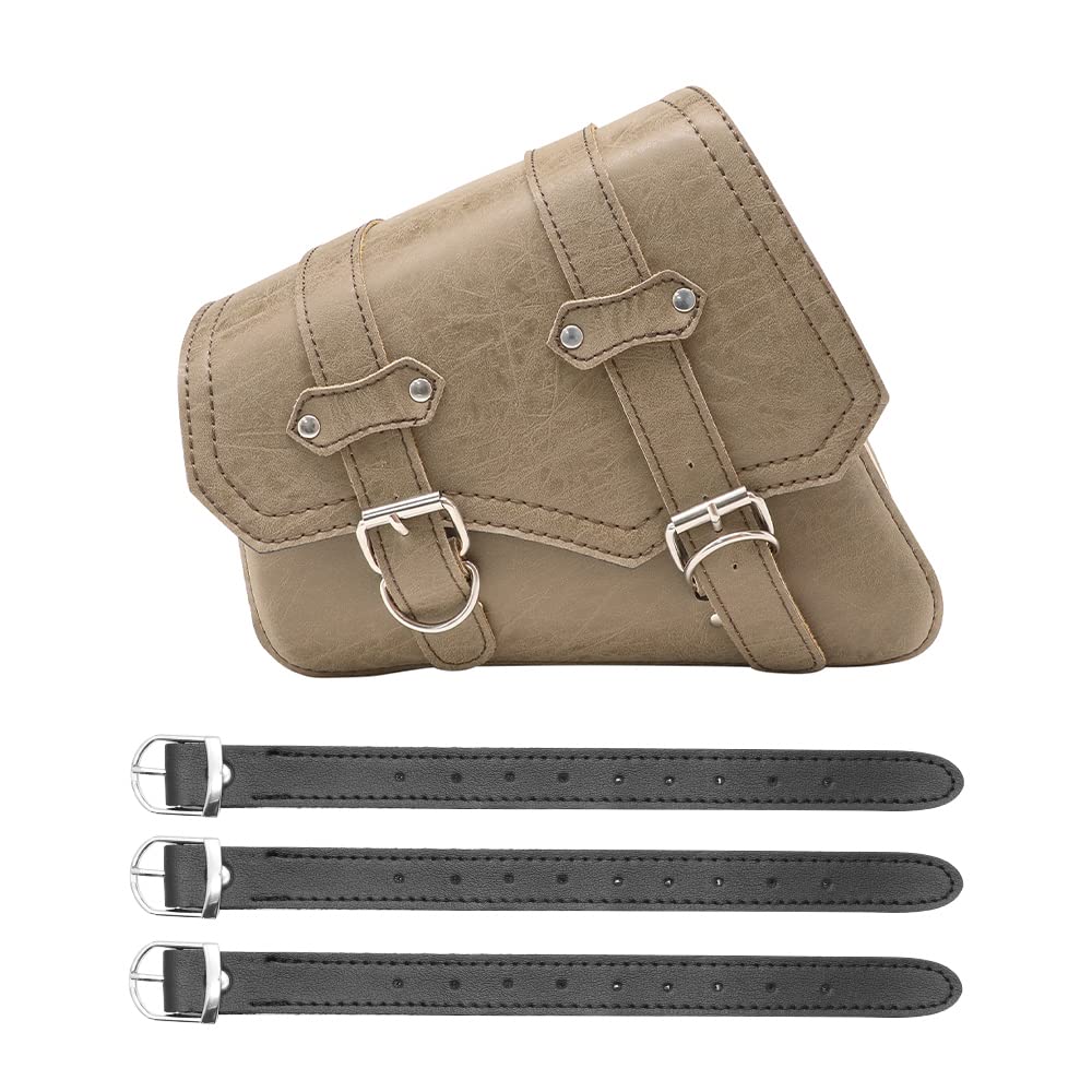 Sacoche de Selle de Moto en Cuir PU Universal Motos Sacs à Outils Kaki