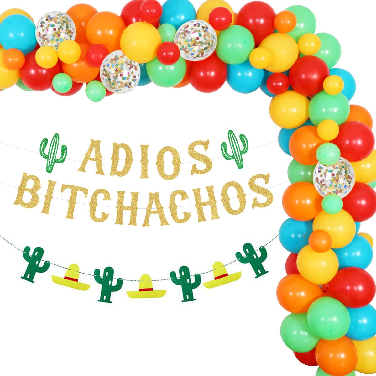 Mexican Retirement Fiesta Party Decorations, Adios Bitchachos Banner, Taco Party Balloon Garland for Going Away, Relocation, Retirement, Farewell, Graduation Party Supplies