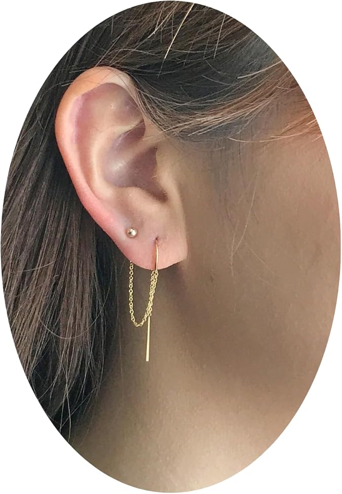 Amazon.com: Double Piercing Earrings Set, 2 Hole Chain Threader Amazon.com: Double Piercing Earrings Set, 2 Hole Chain Threader