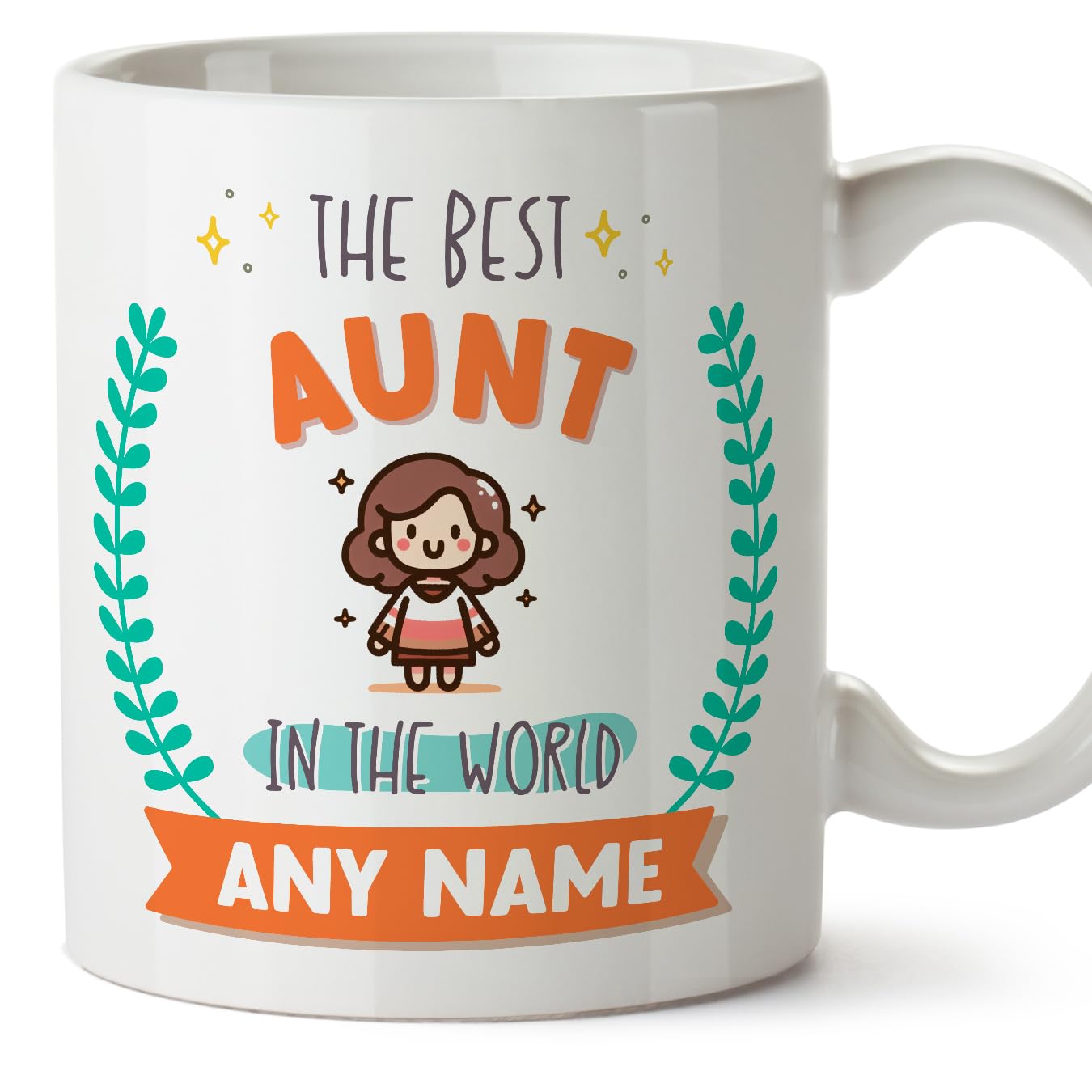 MUGFFINS Aunt Mug - in English - World's Best - with Doodle - Funny Gift - Ceramic 11oz Mug — image 1