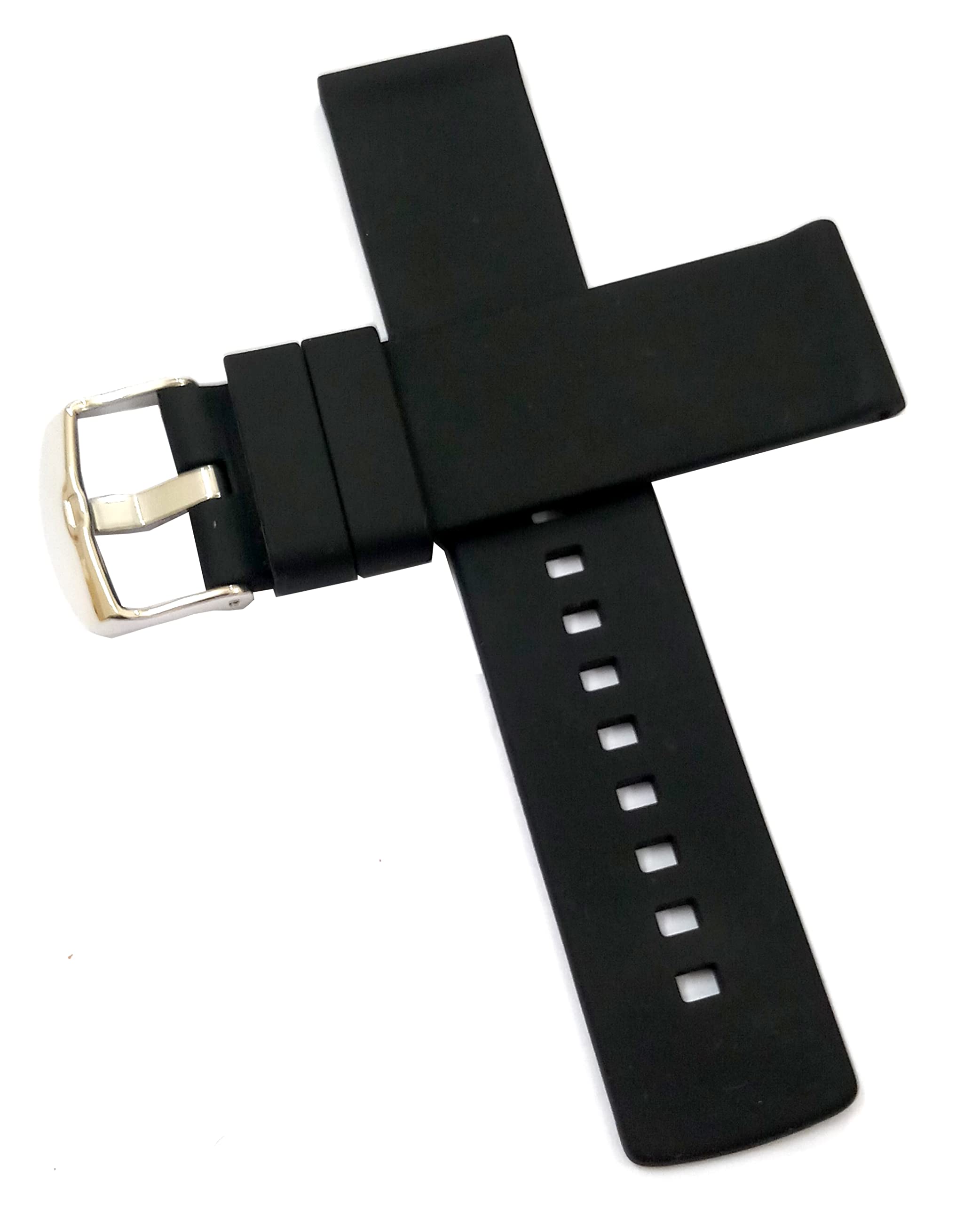 Ewatchaccessories 22mm Silicone Rubber Black Silver Buckle Clasp Watch Band Strap for Men and Women (B0B51L57V9) Amazon Price History, Amazon Price Tracker