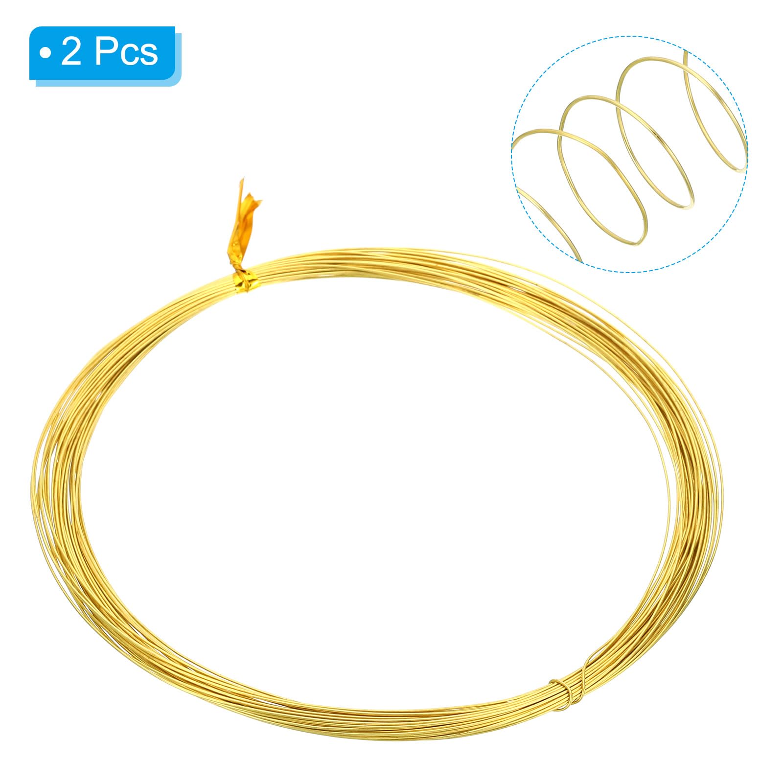 PATIKIL Half Hard Brass Wire, 2Pcs 26Gauge/0.4mm Diameter 10m/32.8ft Pure Craft Wire for Jewelry Making Beading Garden Plants - Image 3
