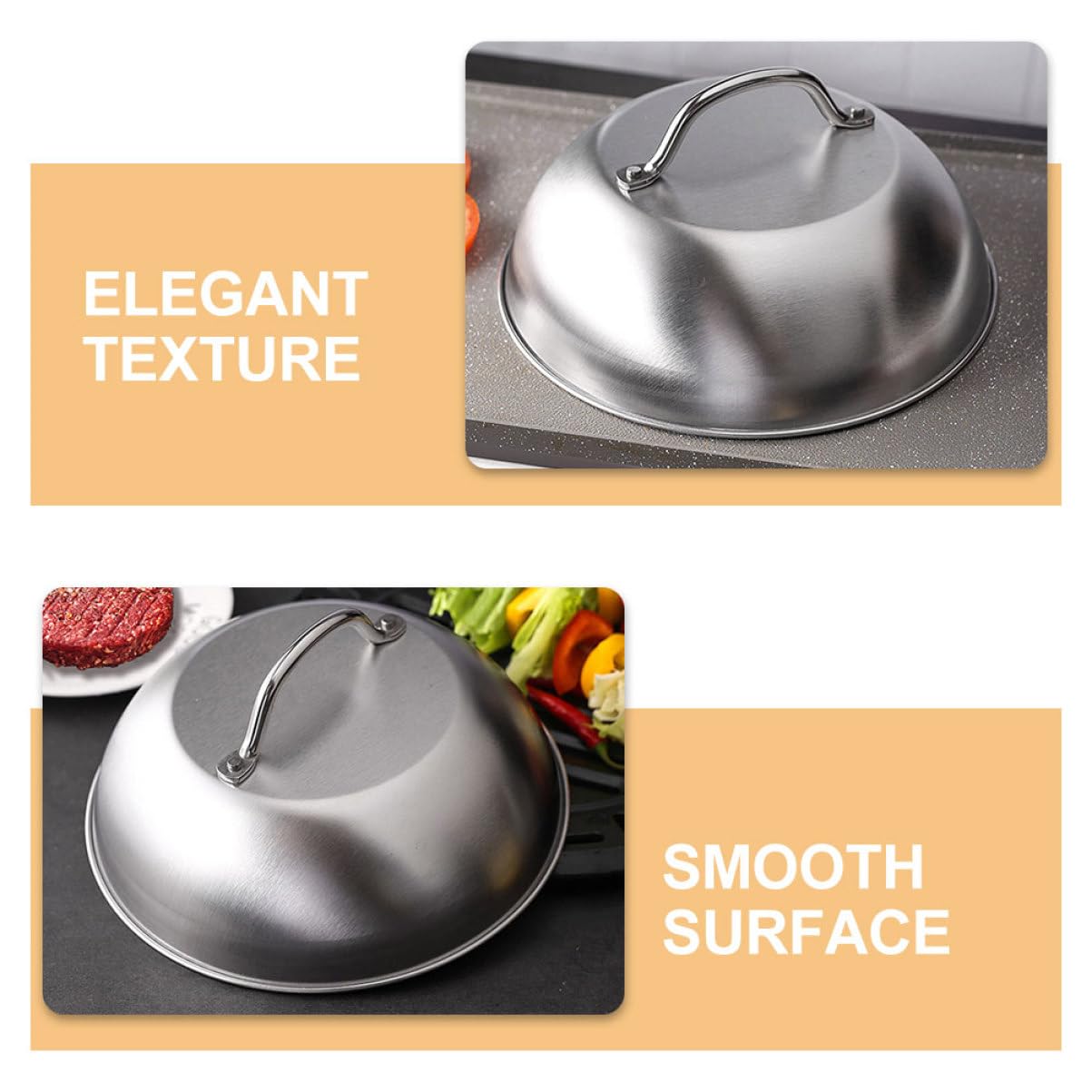 Coperchio per Pentola in Acciaio Inossidabile 2 Pezzi 23cm Design Versatile e Superficie Liscia Pratico e Facile da Conservare per Barbecue e Cucina