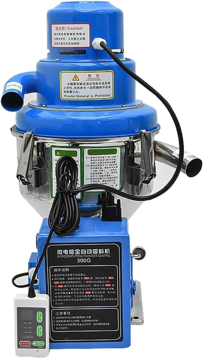 Automatischer Vakuumförderer 1200 W für Kunststoffgranulat, eigenständiges Saugförderband mit Edelstahltrichter, blaue Steuerung