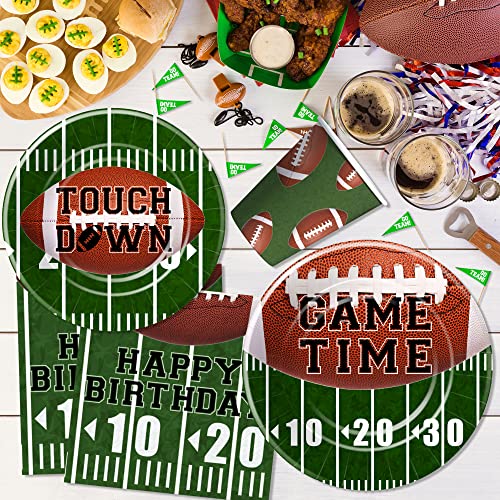 Apowbls Football Plates And Napkins Party Supplies For Birthday - Football Birthday Decorations Dinnerware, Dinner Plates, Dessert Plate, Cups, Napkins, Super Bowl Birthday Party Supplies | Serve 24 #TOP6
