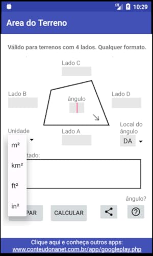 Área do terreno - Calculadora