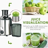 Vista 2 de Máquinas exprimidoras, extractor de jugo de frutas y verduras enteras de 800 W, máquina exprimidora centrífuga, exprimidor inteligente portátil