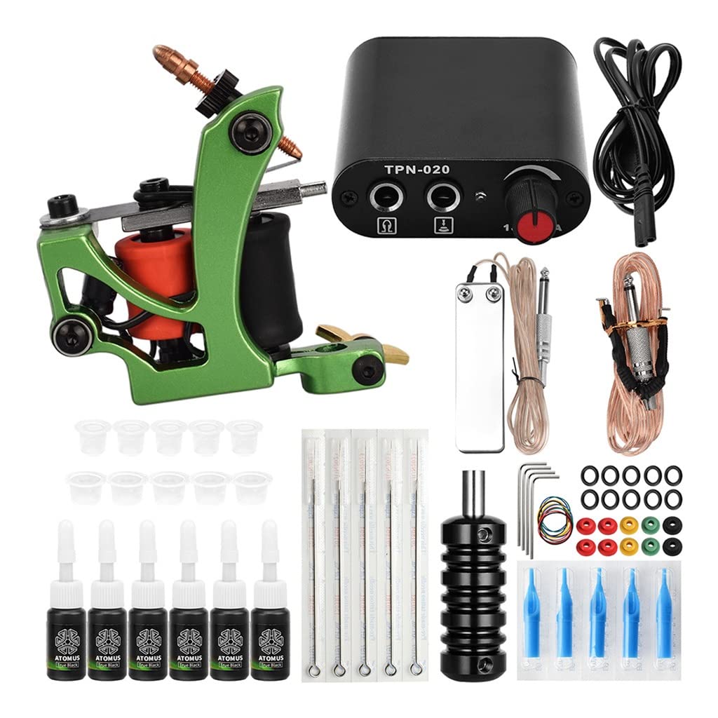 Tattoo Kit Complete Machine Set Black Power Supply Inks Pigment Accessories for Beginners