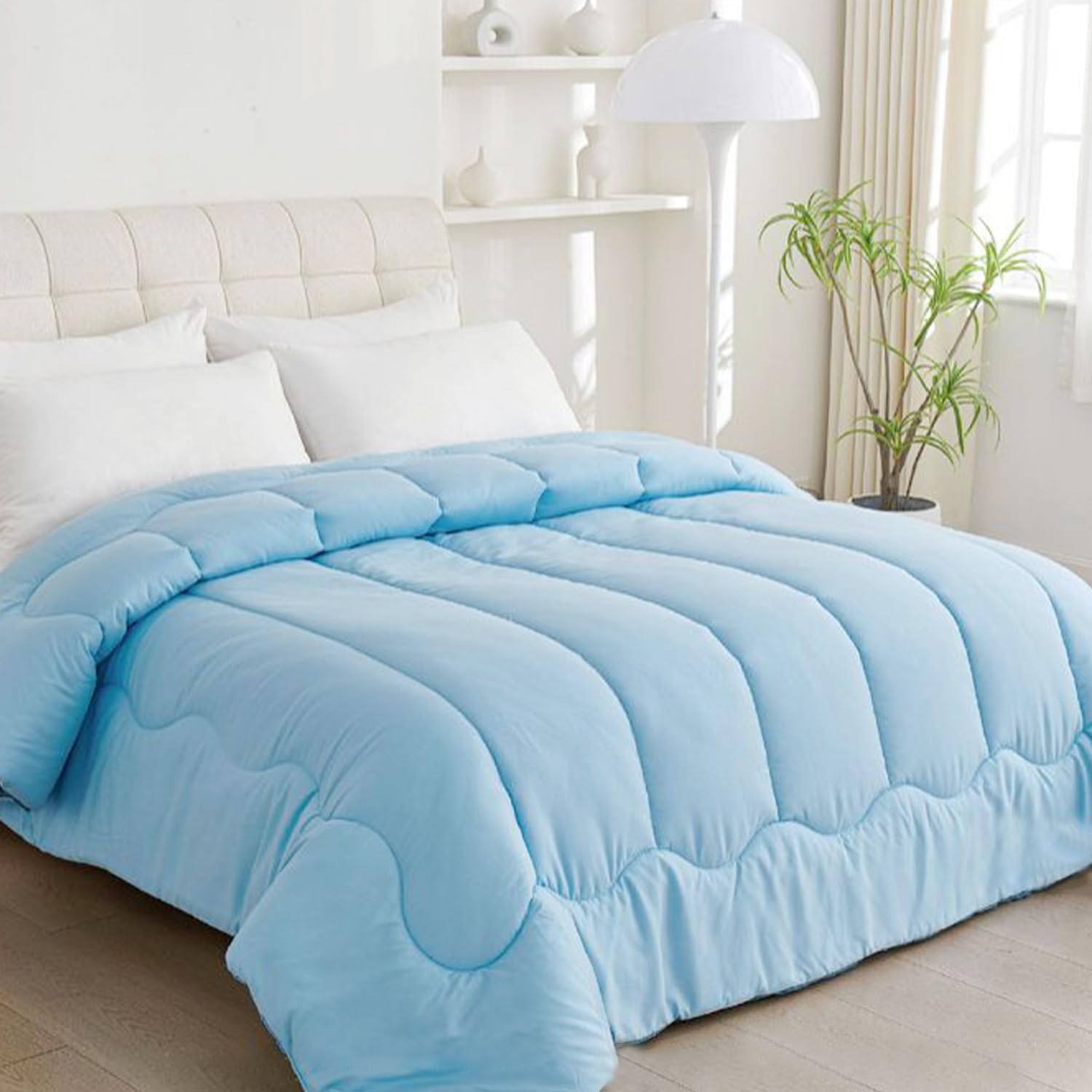 GREATOYAR Edredón Nórdico Doble Cara, Relleno Nórdico, Edredón de Microfibra, Microfibra Suave, Antiácaro, Hipoalergénico, Transpirable, Moderno, Ligero, 160x220cm, para Cama 90cm, Color Azul