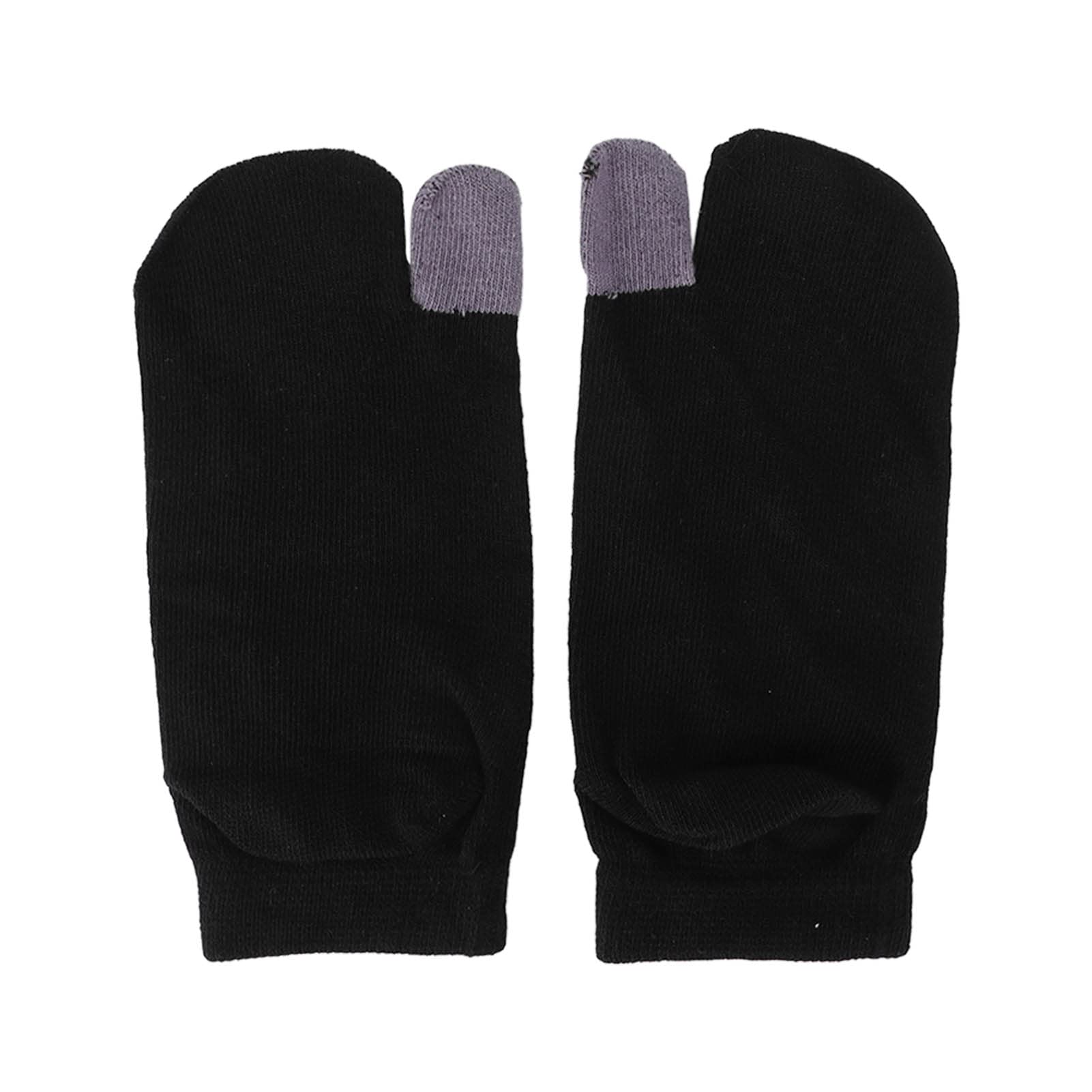 Yinhing Two Toe Socks,Flip-Flop Big Toe Tabi Athletic Solid Ankle Socks,Breathable Sweat Absorbing Tabi Socks for Men and Women Black