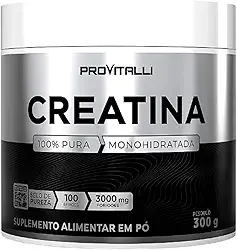Creatina Monohidratada 100% Pura 300g ProVitalli - Creatine Importada, Acompanha Colher Dosadora, Auxilia no Ganho de Massa Muscular Força e Resistência.