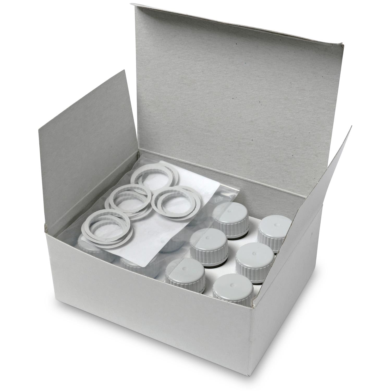 Lovibond Runde Glas Küvette 24 mm - 12er Set - 10 ml - Ø 24 mm - 48 mm Höhe - Mit Kunststoff-Deckel - Passend für MD100 MD200 PM600 Photometer