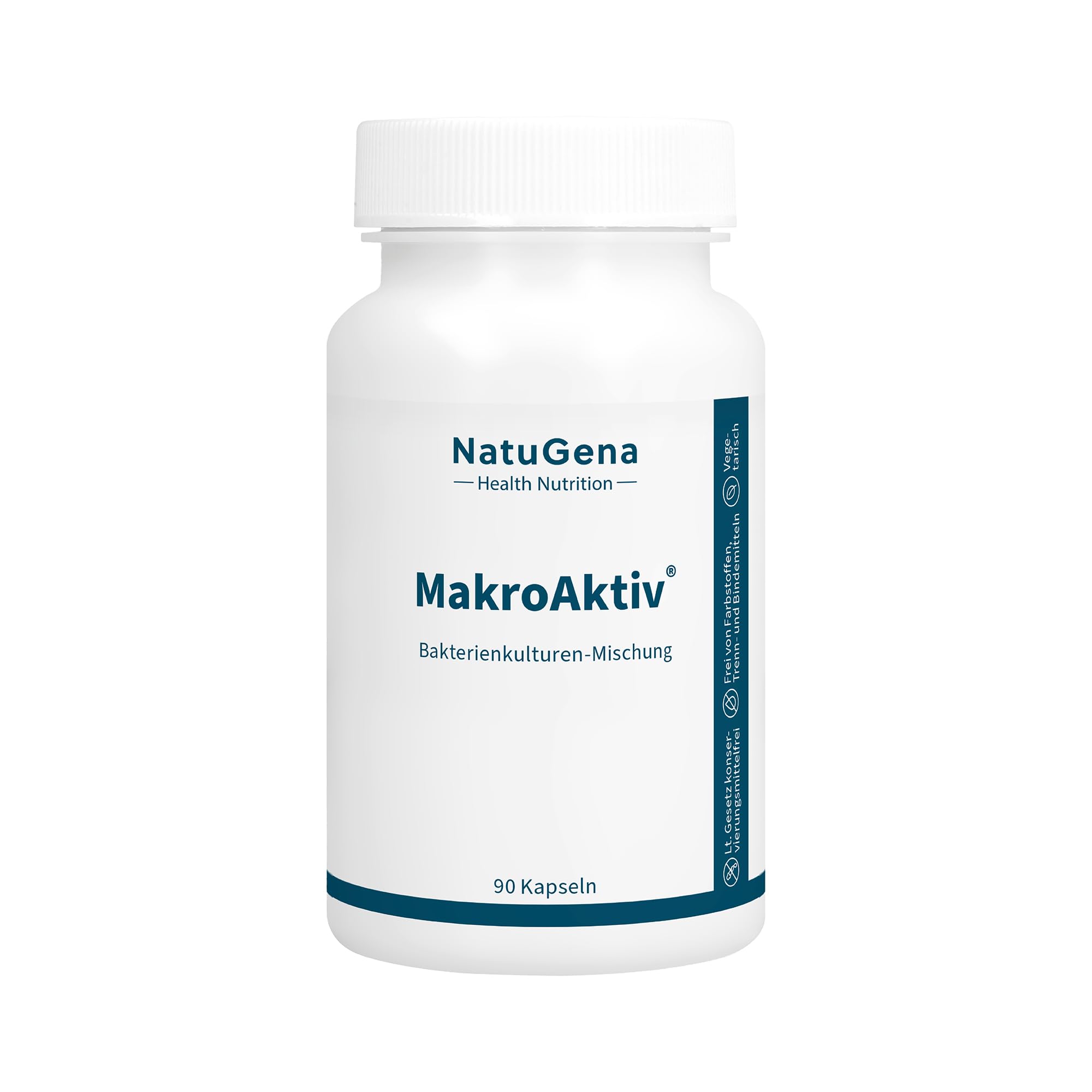NatuGena MakroAktiv, hoher Colostrum-Anteil mit 30% IgA, Vitamin D & A, Bakterienkulturen-Mischung, nicht-histamin-bildende Bakterienstämme, 90 magensaftresistente Kapseln (1 Monats Packung)