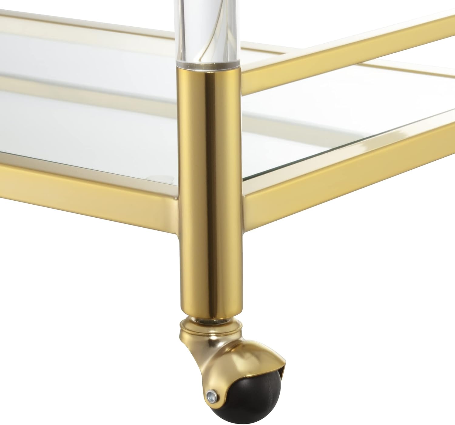 Convenience Concepts Royal Crest 2 Tier Acrylic Glass Bar Cart, Gold/Glass