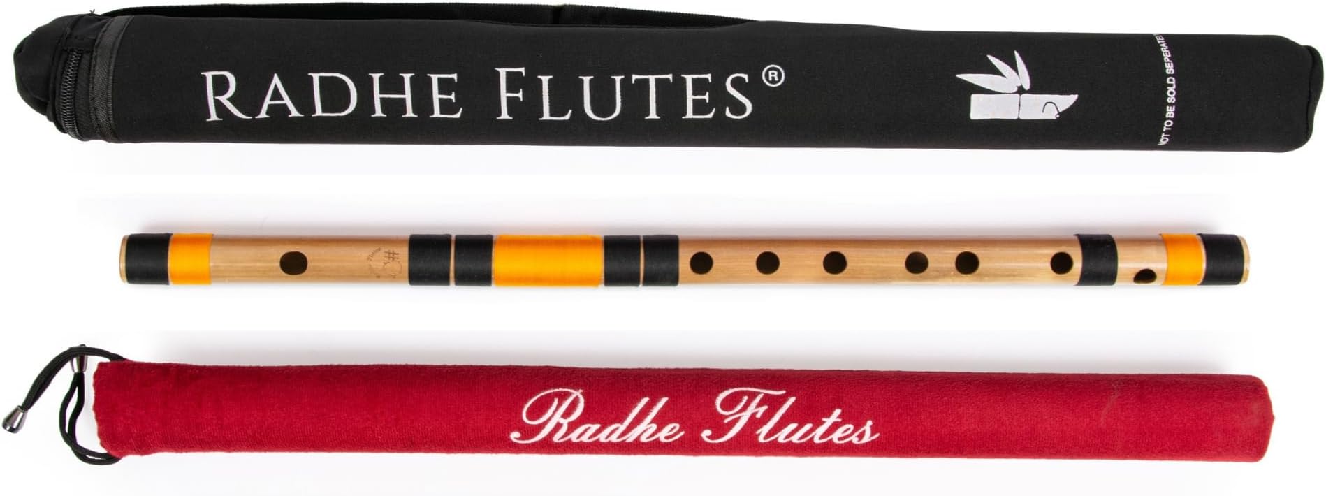 Radhe Flutes Bamboo Bansuri C Sharp Right Handed Middle Octave (18 inch) With Hard Cover & Mineral Oil