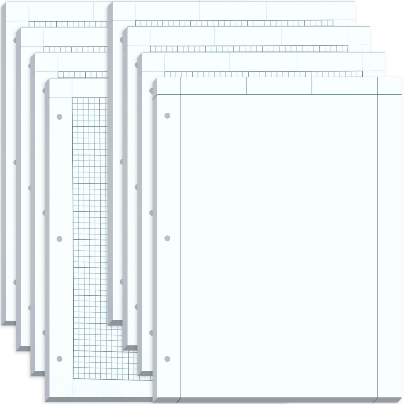 Feifeiya 8 Pack Engineering Paper Notebook Graph Paper Pads 8.5 x 11 Inches Engineer Computation Pad with Plastic Rulers 12 Inch,3 Hole 5x5 Quad Grid Engineering Pad, 100 Sheets/Pack (Blue)
