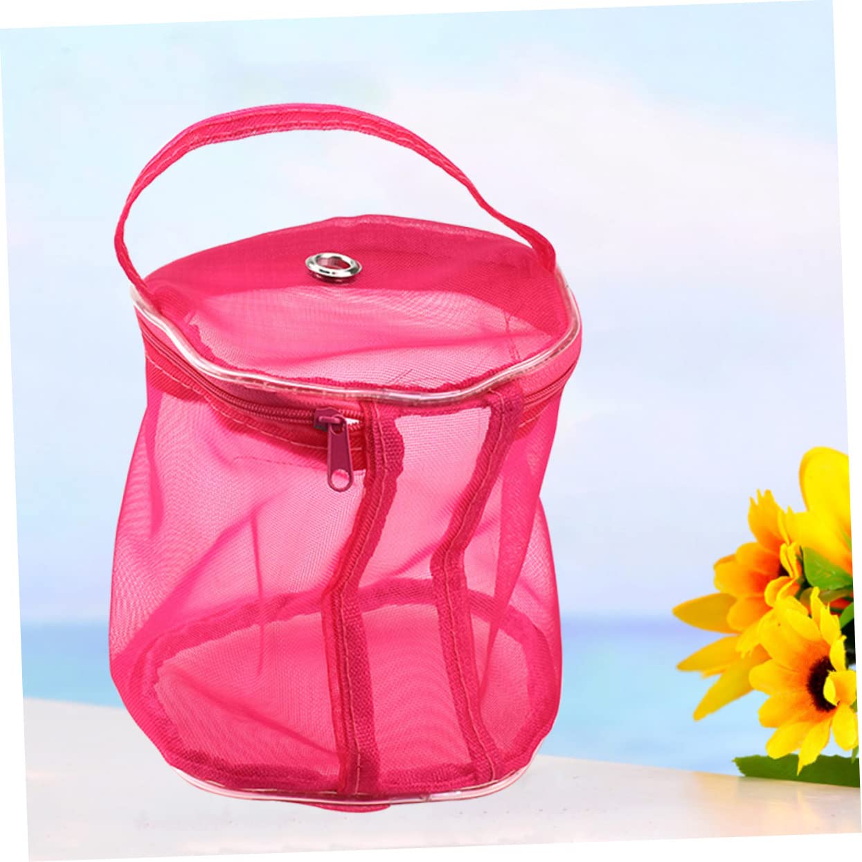 VILLFUL Knitting Yarn Storage Bag Portable Wool Mesh Organizer Tote with Zipper for Travel Sewing Craft Supplies 5.5X5.1X5.1 Inch - Image 3