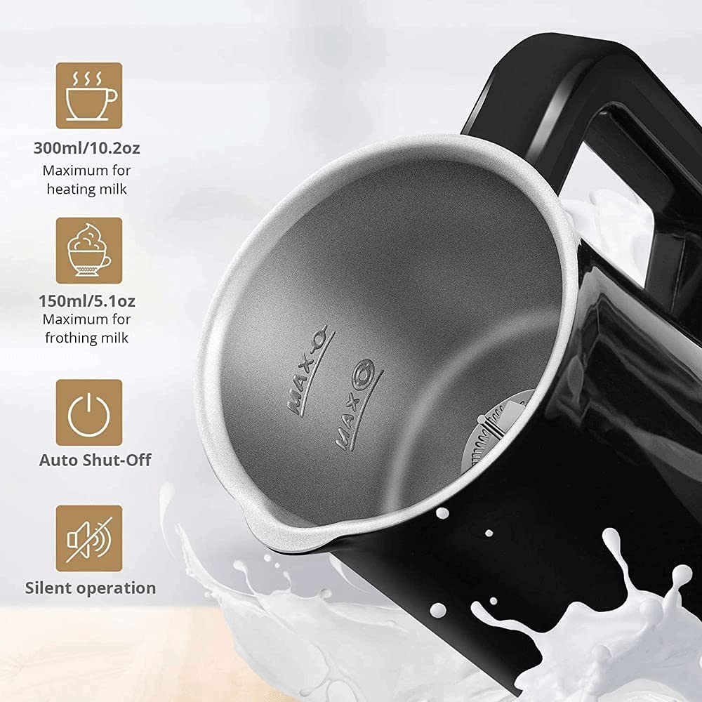 HMTE Montalatte Montalatte Elettrico Montalatte Montalatte Domestico 500W Cioccolata Calda Schiumalatte Automatico con funzionalità Latte Caldo e Freddo Acciaio Inossidabile 109