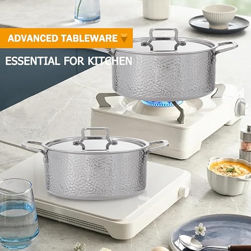 Vivicreate Tri-Ply Stainless Steel Stockpot Deep Cooking Pot with Hammered Exterior Compatible with All Stovetops Even Heat Distribution Durable Cookware for Soups Stews and More 3 QT - Image 7