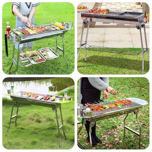 Przenośny grill na węgiel drzewny, składany grill ze stali nierdzewnej, na kemping, piknik, imprezę ogrodową, podróż