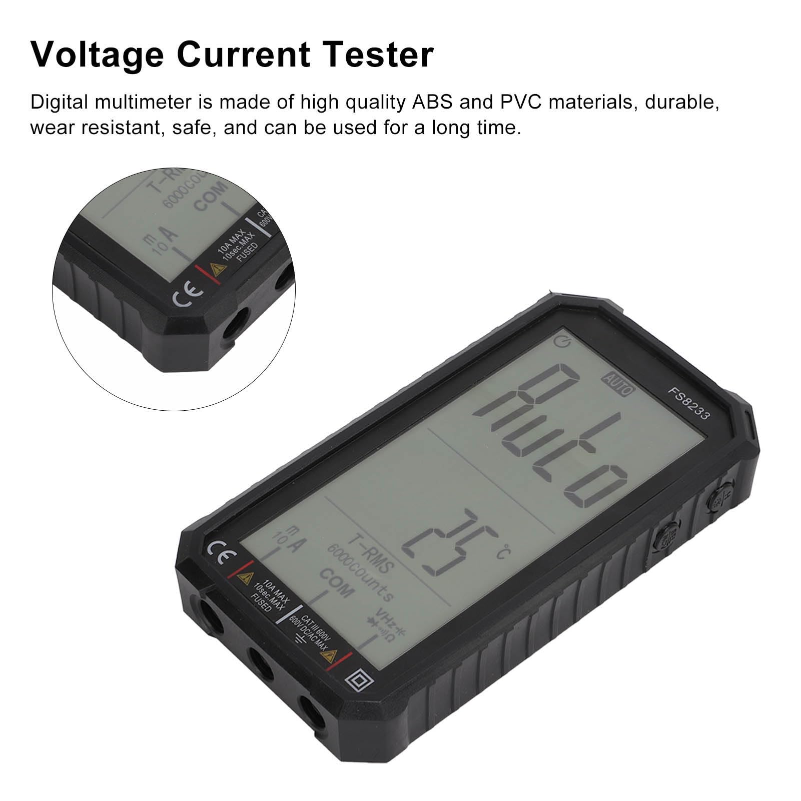 ANKROYU FS8233 Digital Multimeter, ABS Large Screen Resist Capacitance Meter, Wear Resist Handheld Current Tester for Household Outlet
