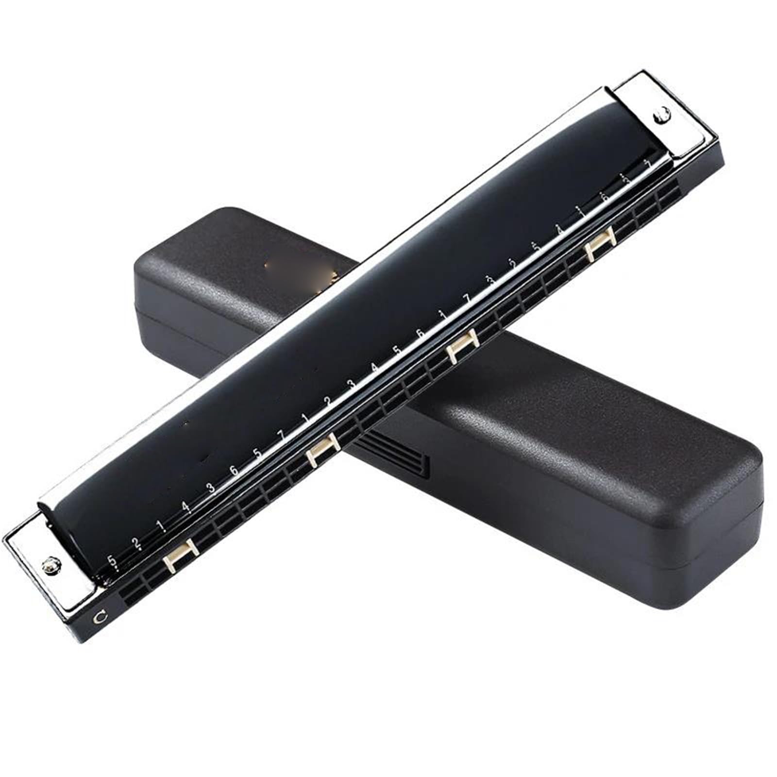 Armonica Blues Armonica Tremolo A 24 Fori Chiave C | Arpa blues in bronzo fosforoso con chiave Tremolo a 24 fori(Black)