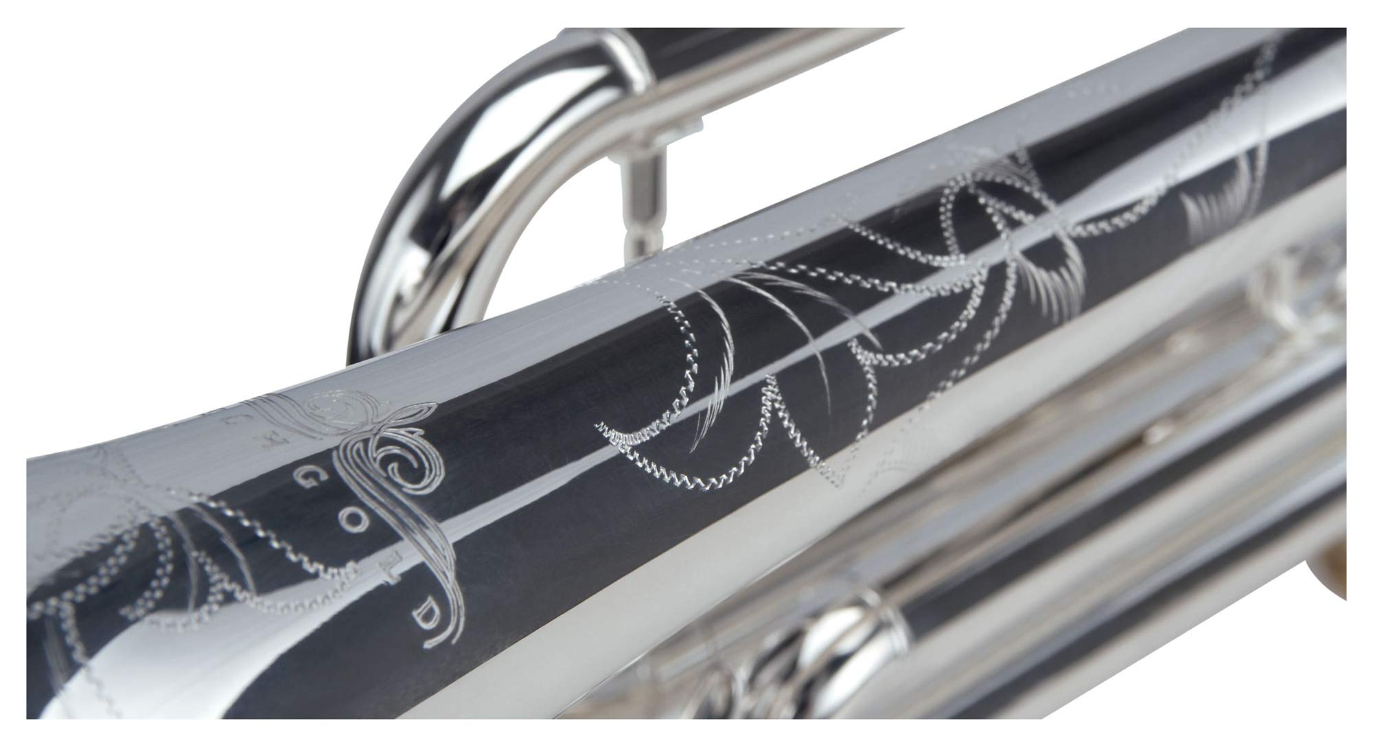 TR-16S Bb-Trompete (für Einsteiger und Fortgeschrittene, Spezial-Ventile 100% Edelstahl, edle Handgravuren, inkl. Gigbag mit Rucksackgurten, Mundstück, Reinigungstuch) silber