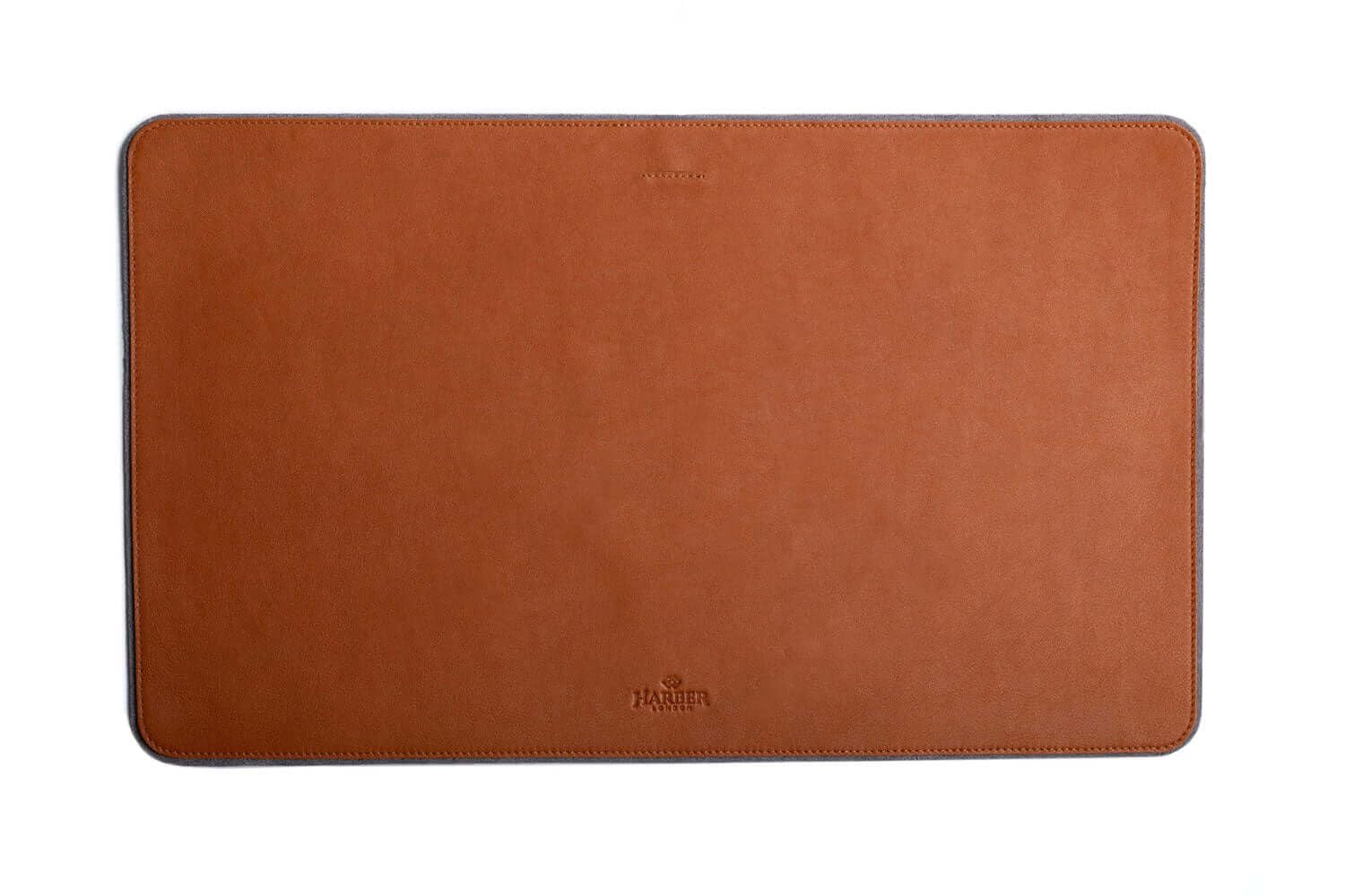 Harber London - Tappetino da scrivania in pelle e feltro | Minimalista | Blu navy | Fatto a mano | Sottomano in feltro "XL" 80 x 45 cm (31,49" x 17,71")