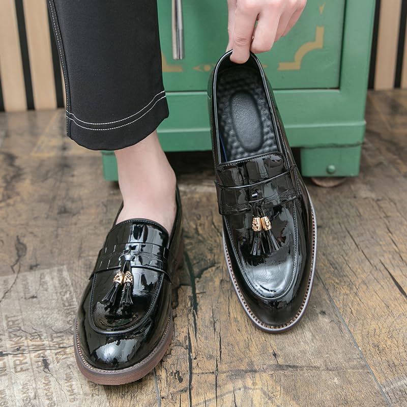 Mens Leather Shoes Pattern Printing Men's Dress Loafer Shoes Slip-on Casual Loafer Smoking Slipper Luxury Dress Wedding Party Prom Shoes4