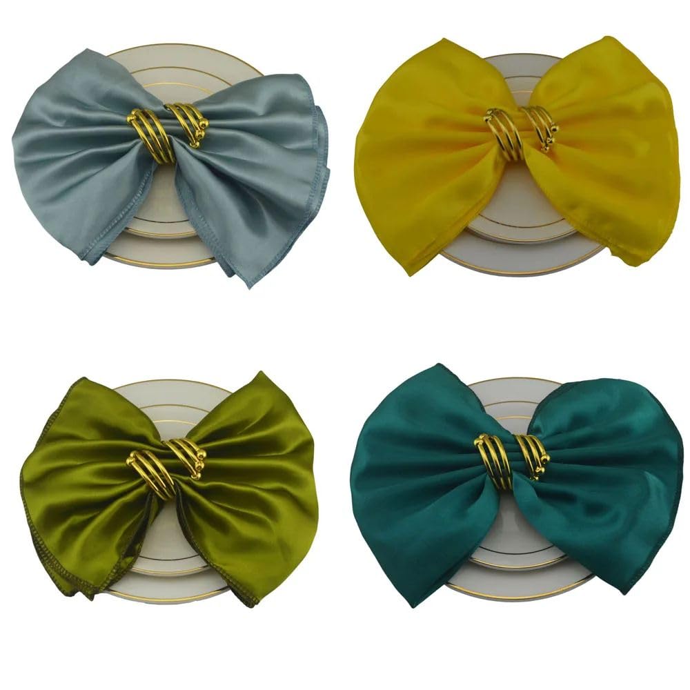 KIZAMI 50 Uds. Servilletas de Tela de Seda Color champán de 30x30CM, servilleta de cóctel de satén, servilletas de Mesa de satén, servilleta de Mesa Suave para decoración de Hotel
