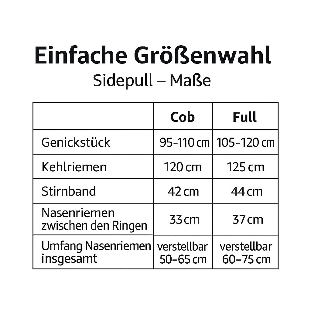 Sidepull Trense gebissloses Reithalfter Leder-Nasenriemen Western Freizeit verschiedene Größen