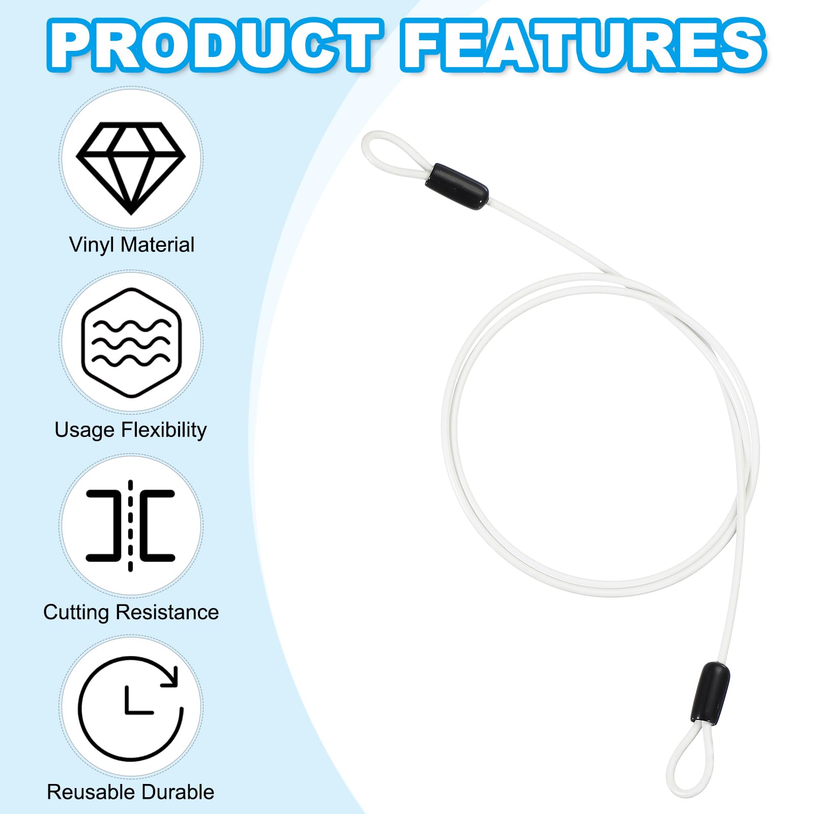 PATIKIL 1/8" Dia Vinyl Coated Stainless Steel Cable with Loops - Image 4