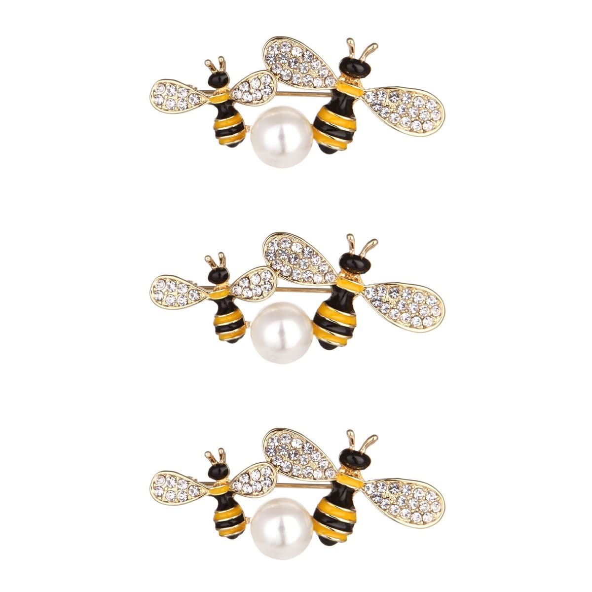 Brooches 3pcs Lovely Pin Decorative Shape Broche for Female Girl Pearl Bee Brooch