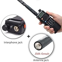 Vista 4 de Abbree SMA - Antena de banda dual hembra VHF/UHF 144/430 MHz antena de látigo suave de alta ganancia para radio bidireccional Baofeng UV-5R UV-82.