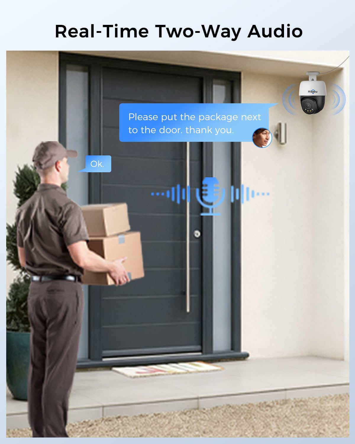 Hiseeu Sistema di telecamere di sicurezza PoE 4K, 8 pezzi, telecamera cablata PoE PTZ da 8 MP per esterni e interni, rilevamento veicolo umano, audio a 2 vie, visione notturna a colori, espandibile 16