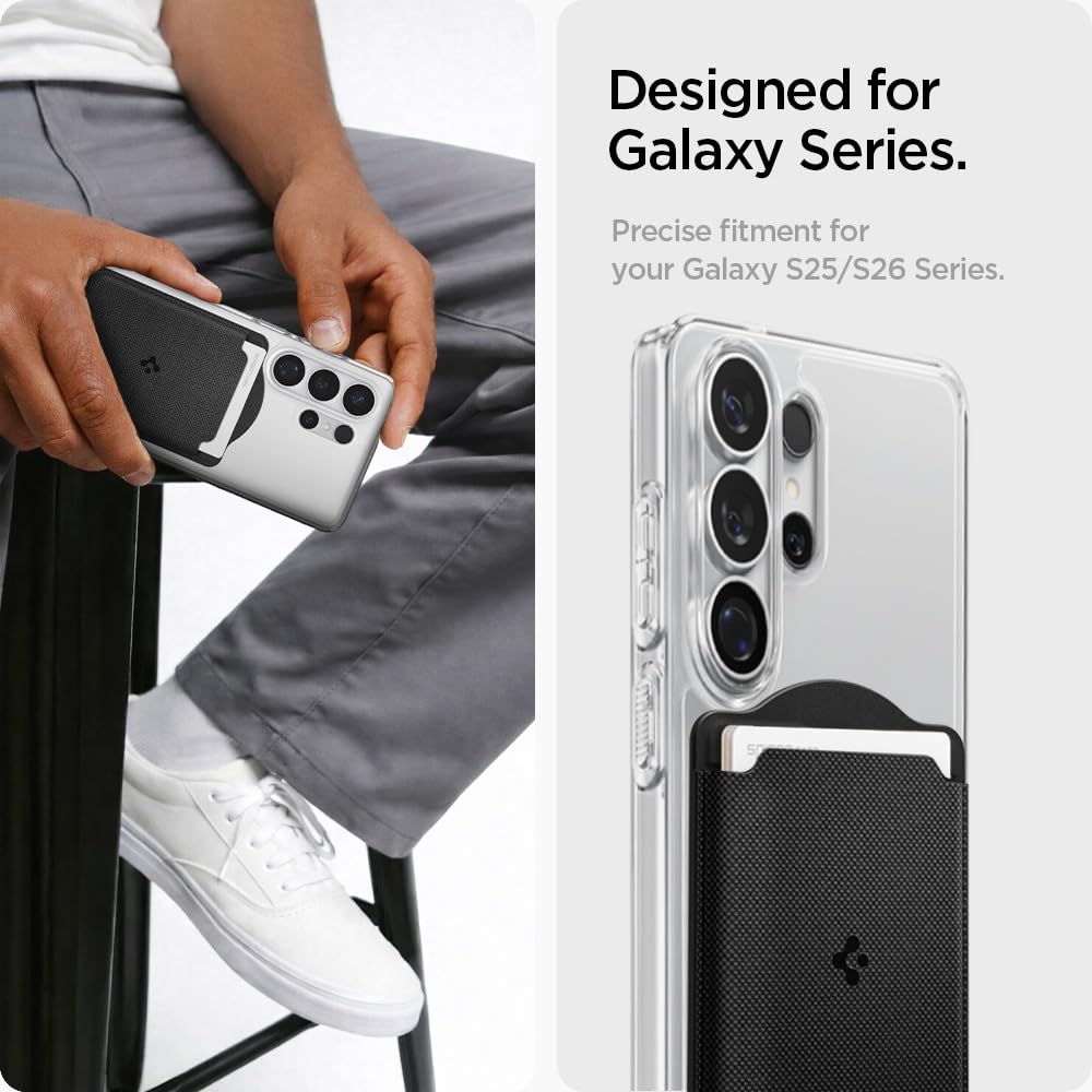 Spigen Urban Fit MagFit Porte-Cartes magnétique 3 Cartes Conçu pour Coque magnétique Compatible avec Les séries Samsung Galaxy S26 / S25 / Edge/Z Fold 7 - Noir