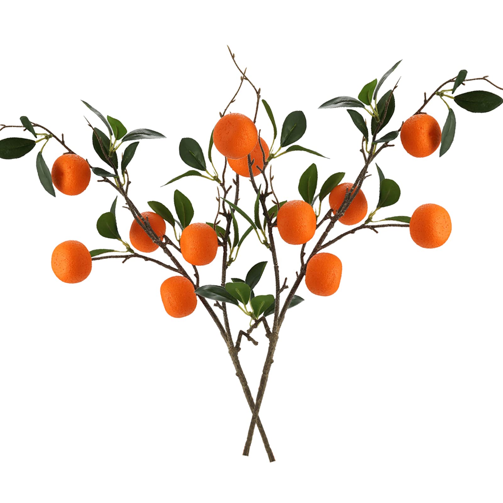 ASSR Artificial Orange Branch set of 3,Vivid Artificial Tangerine Branches,Simulation Orange Branch,Lifelike Fake Fruit with Green Leaves