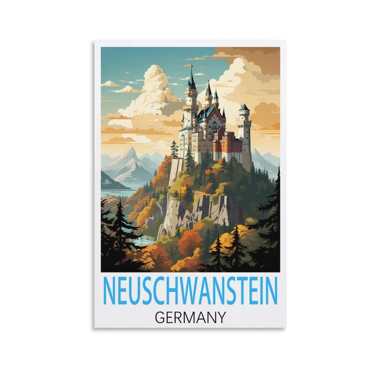 Metal Bar Signs Vintage Neuschwanstein Germany Travel Tin Signs Metal Poster Wall Decor Office Cafe Bathroom Badroom 20x30cm