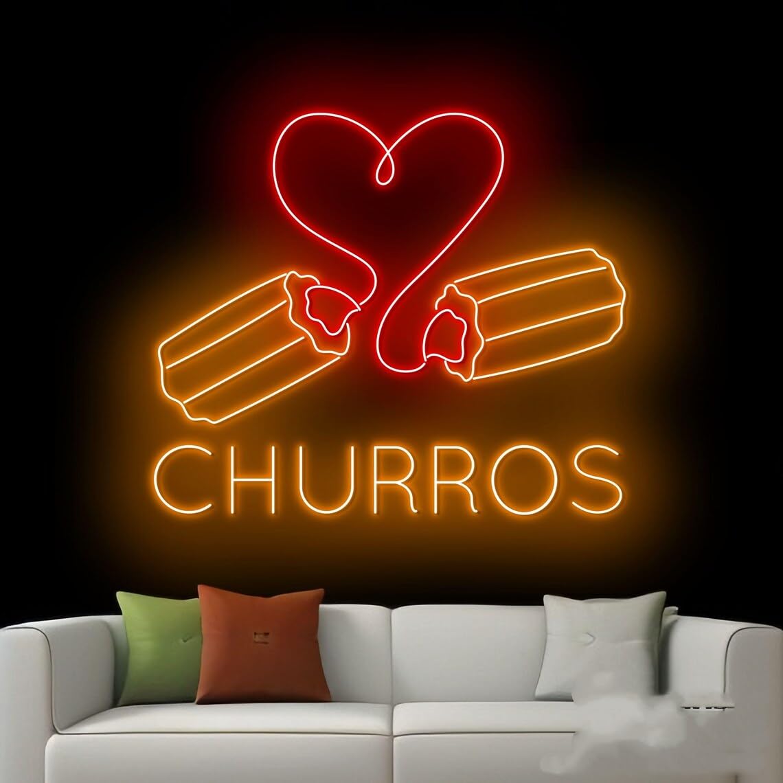 Churros Neon Sign For Bakery Decor, Churros Neon Light, Spanish Churros Restaurant Decor, Churros Lover Gift — image 1