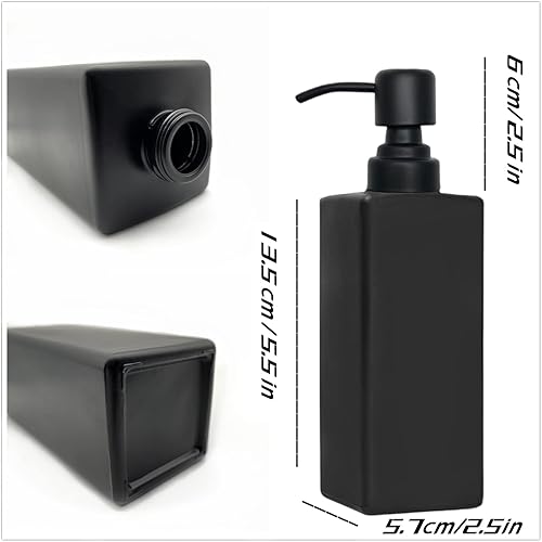Miniatura 3 de Harcure - Dispensador de jabón negro mate, paquete de 2 dispensadores de jabón de vidrio con bomba de acero inoxidable, dispensador de jabón de