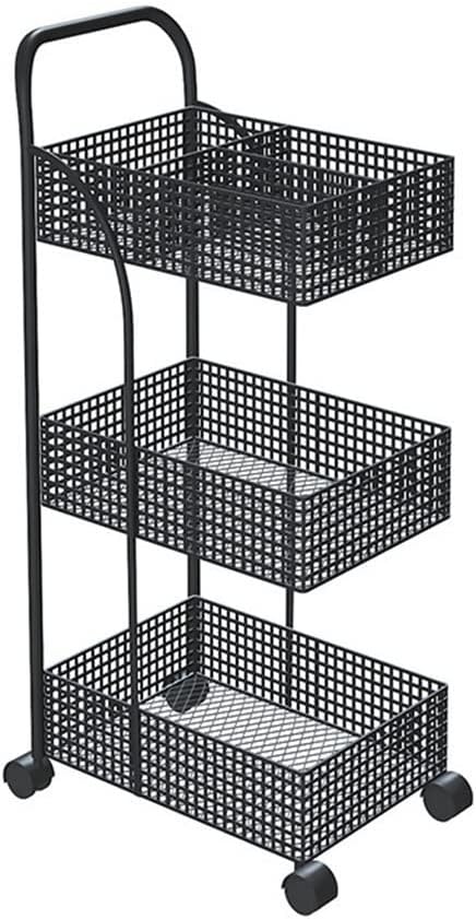 Scandinavian Iron Shelves Bedroom Kitchen Metal Removable Bathroom Storage Rack with Wheels Trolley