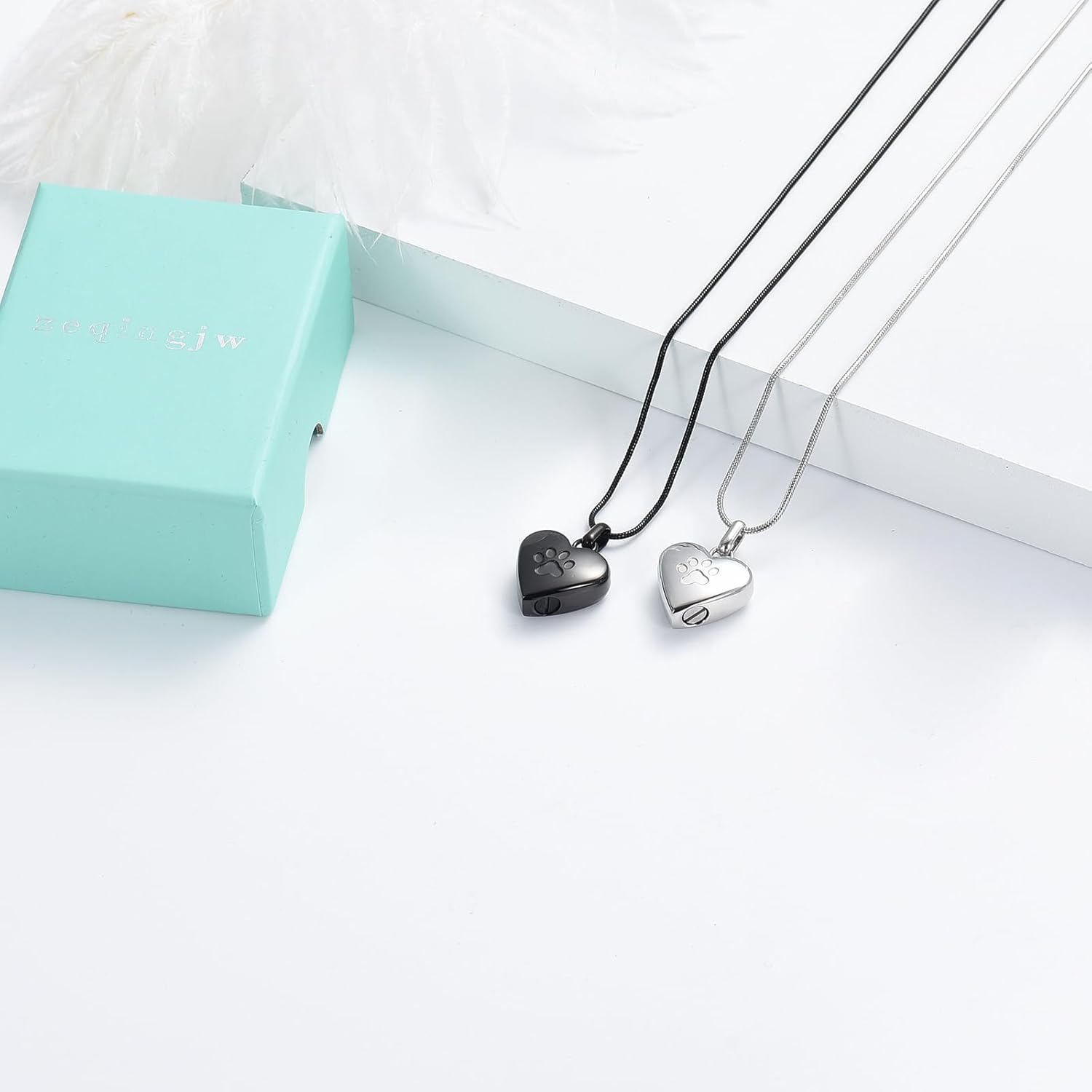 zeqingjw Pet Cremation Jewelry for Ashes Pendant Paw Print Pet Heart Urn Necklace Memorial Keepsake Jewelry for Pet/Dog's/Cat's Ashes - Image 6