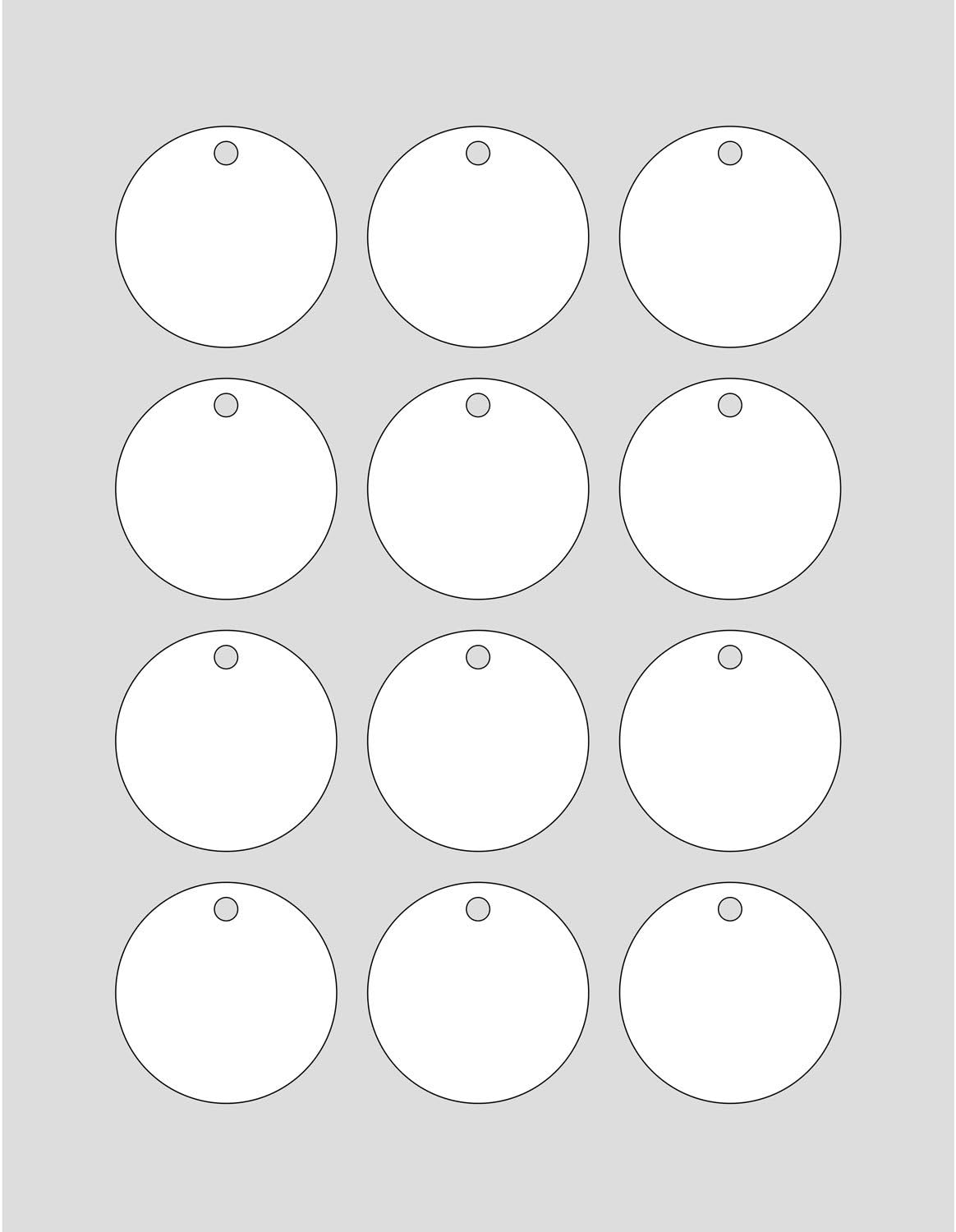 60 Printable Cardstock Hang Tags with Holes, Personalize and Custom Tags (Circle
