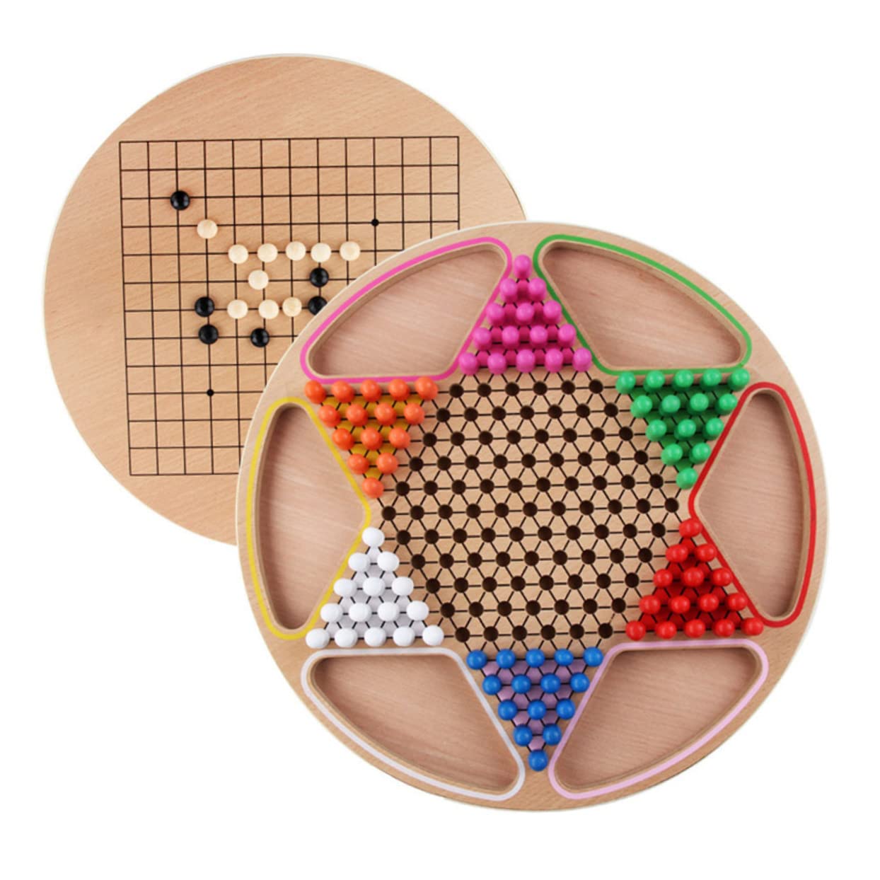 Wooden Chinese Checkers and Gobang Game Set